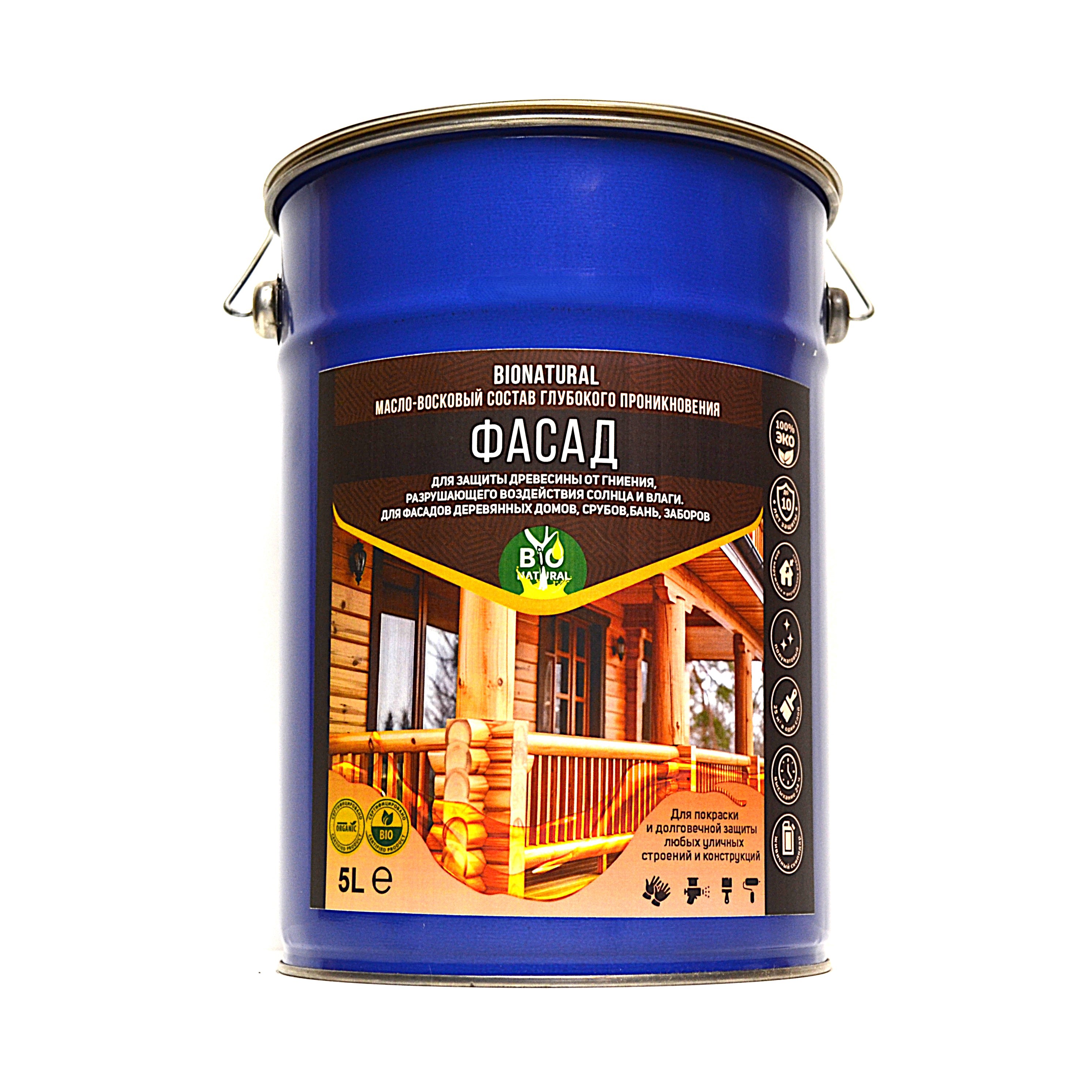 Изображение товара Защитное масло Bionatural Фасад с воском и смолами 5л