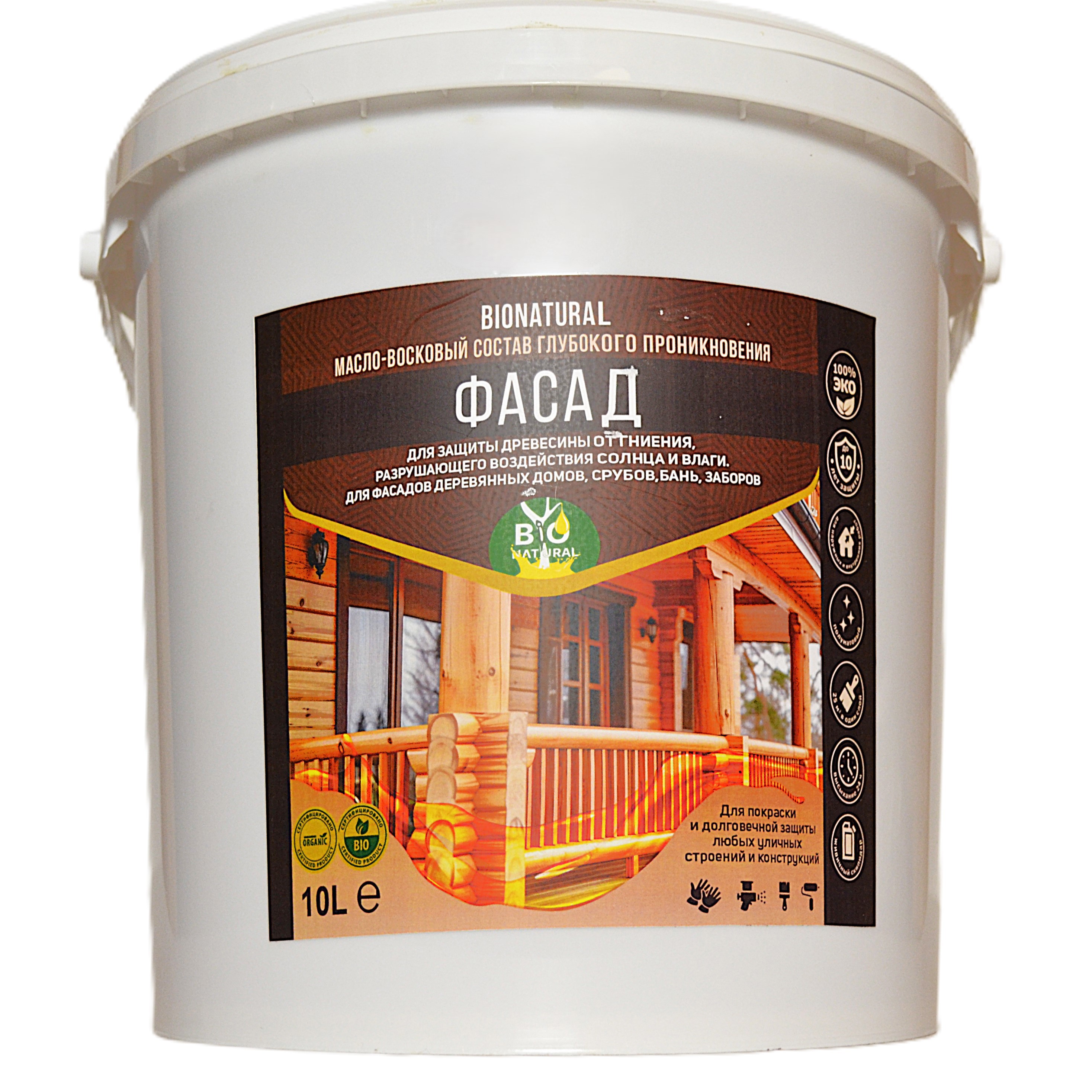 Изображение товара Защитное масло Bionatural Фасад с воском и смолами 10л