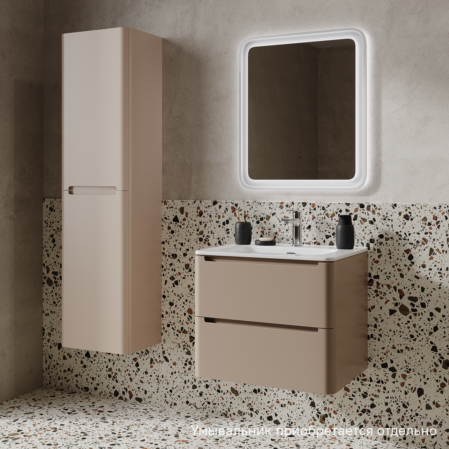 Изображение товара Подвесная тумба под раковину Iddis EDI60C0i95 60.2см капучино минимализм