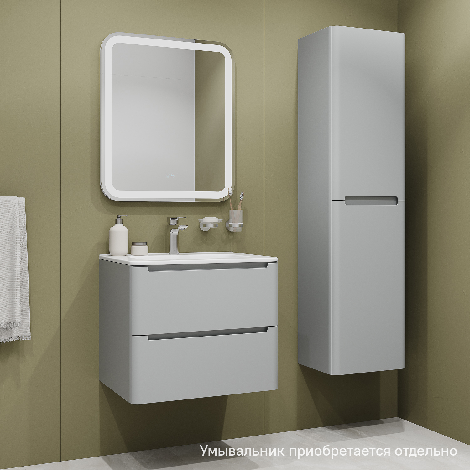 Изображение товара Подвесная тумба для раковины IDDIS EDI60L0i95 60.2 см светло-серая стильная мебель