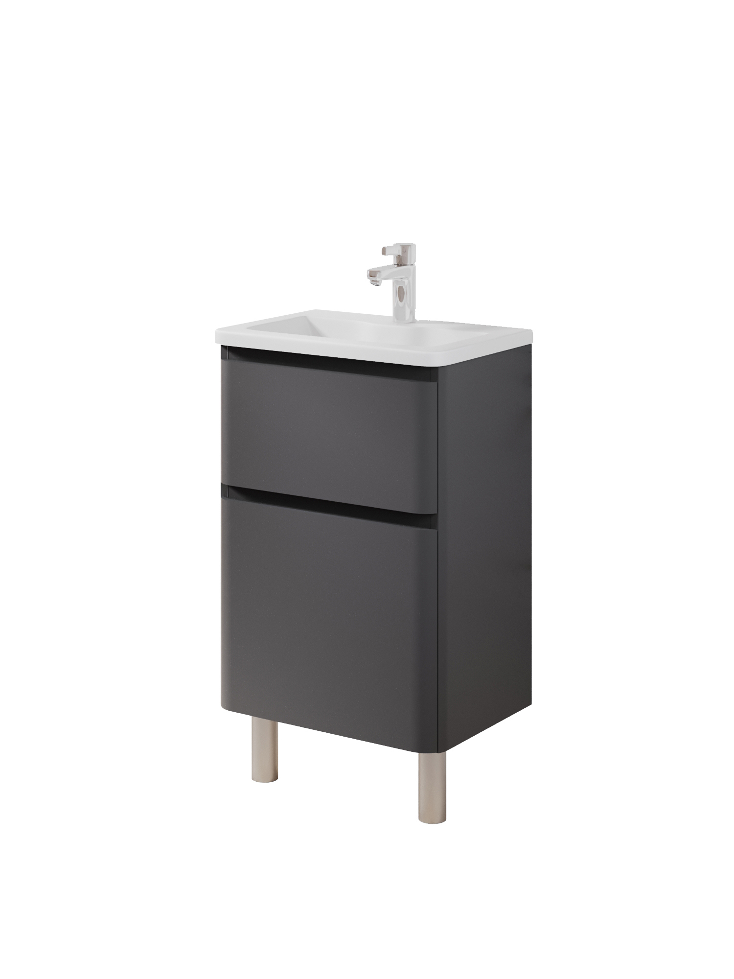 Изображение товара Тумба с раковиной Итана Roberto 50 см серый напольная с ящиками и доводчиками