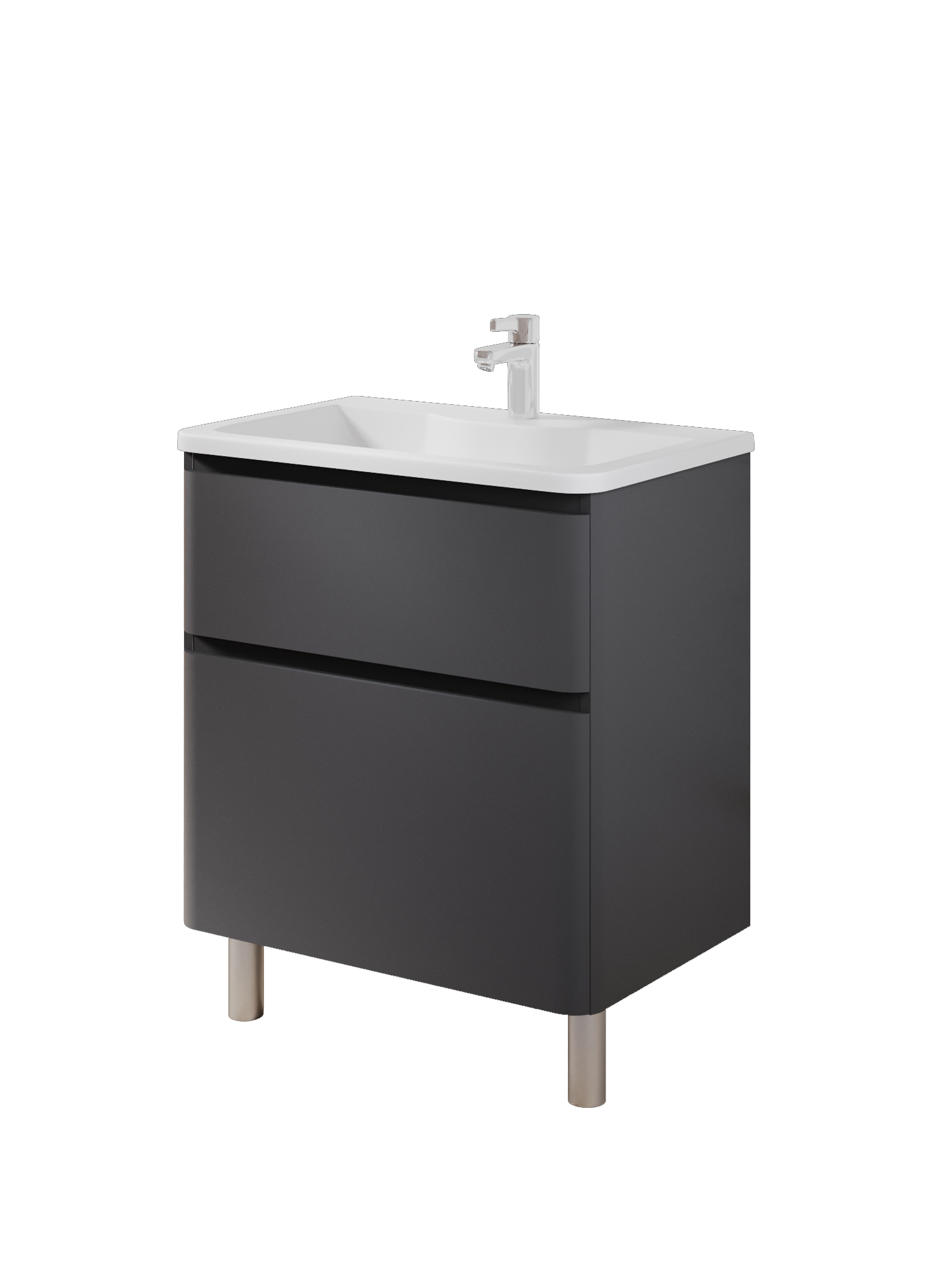 Изображение товара Тумба с раковиной Итана Roberto 70 см графит современная мебель для ванной комнаты