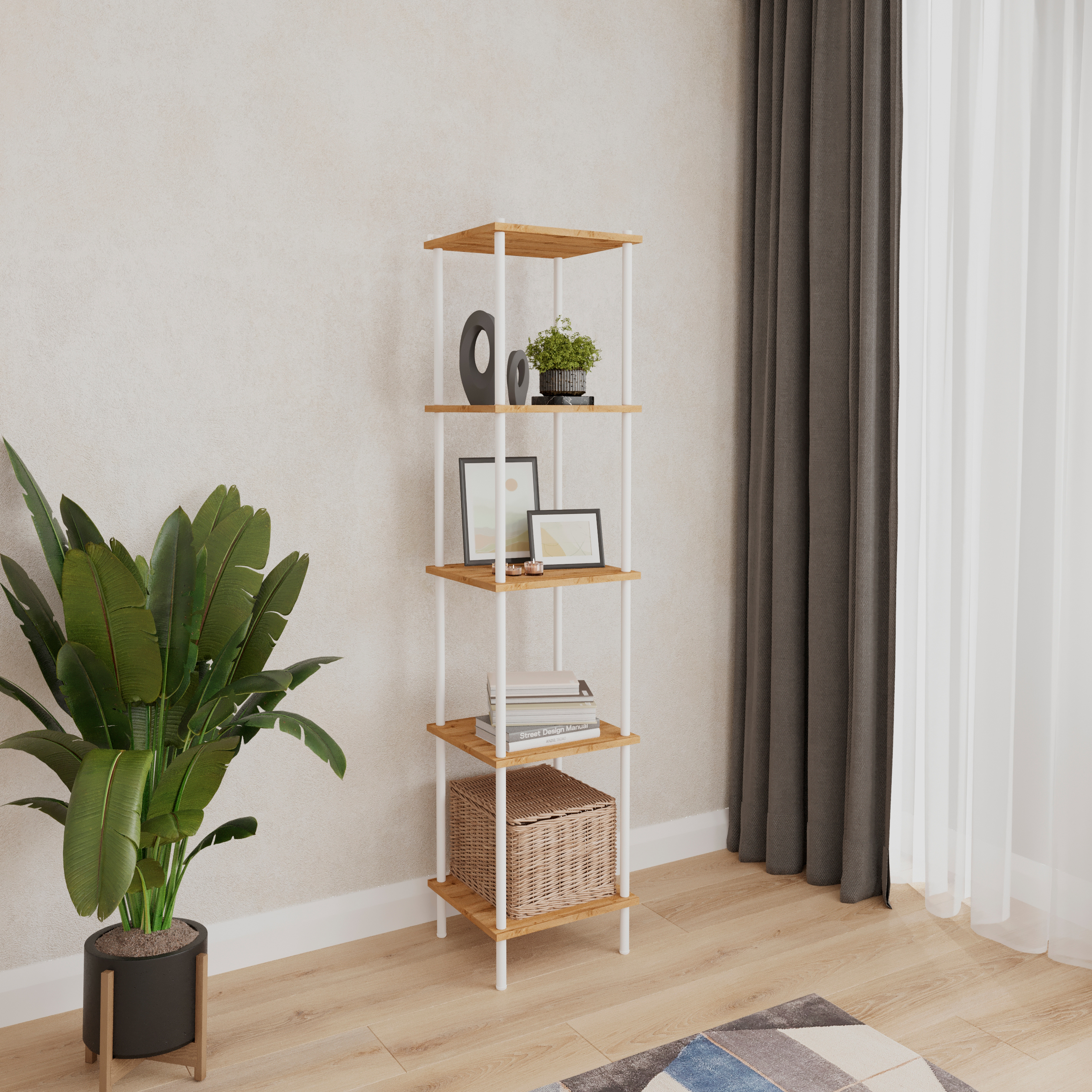 Изображение товара Стеллаж металлический Зми 37.5x169x37.5 см нагрузка до 25 кг металл цвет белый