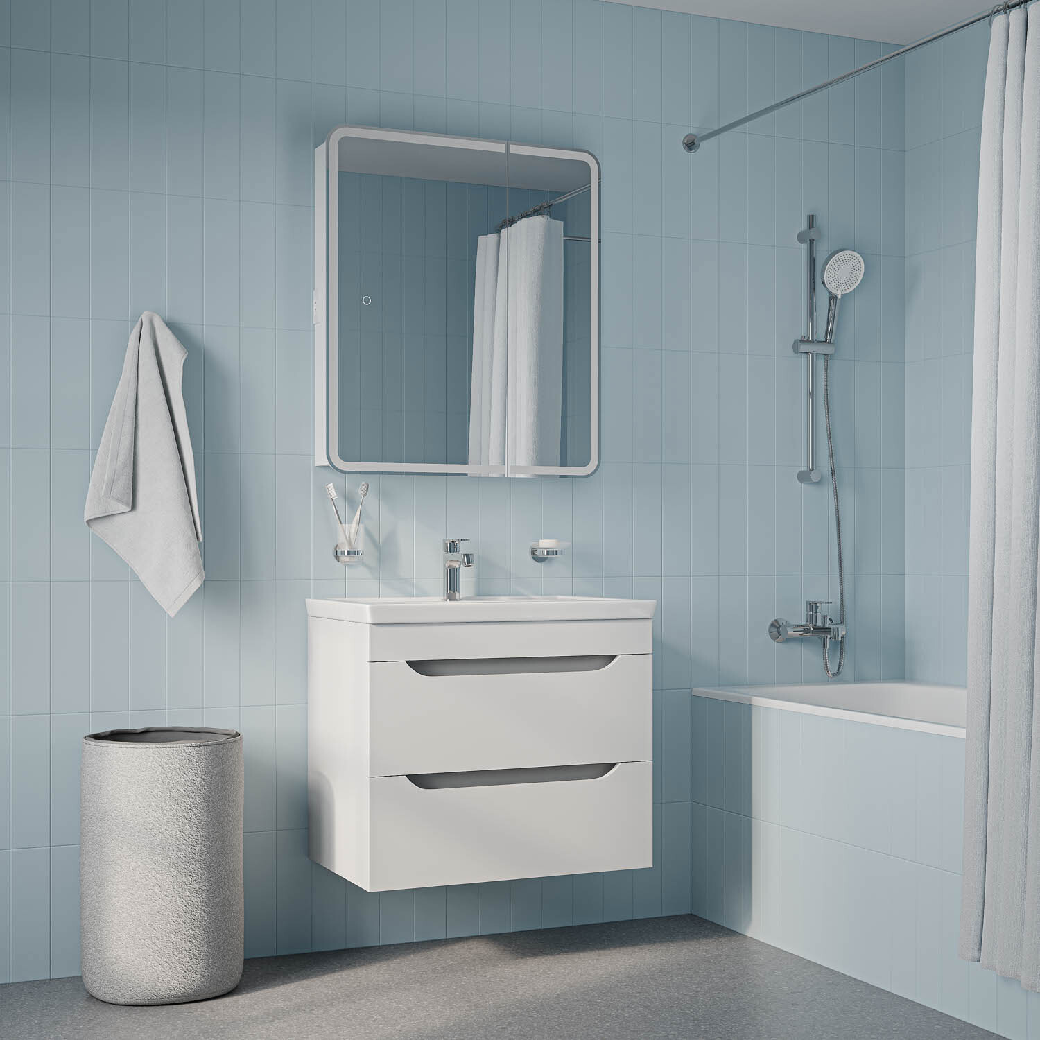 Изображение товара Тумба с раковиной Iddis Sky подвесная 70 см белая