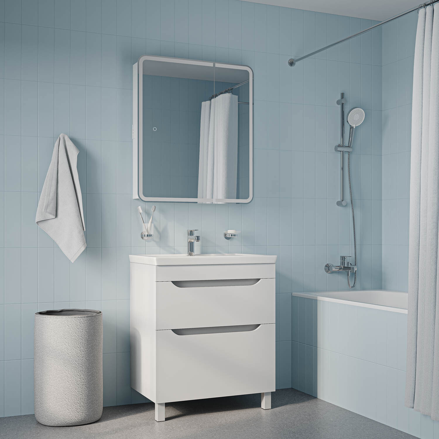 Изображение товара Тумба с раковиной Iddis Sky 70 см белая для ванной комнаты