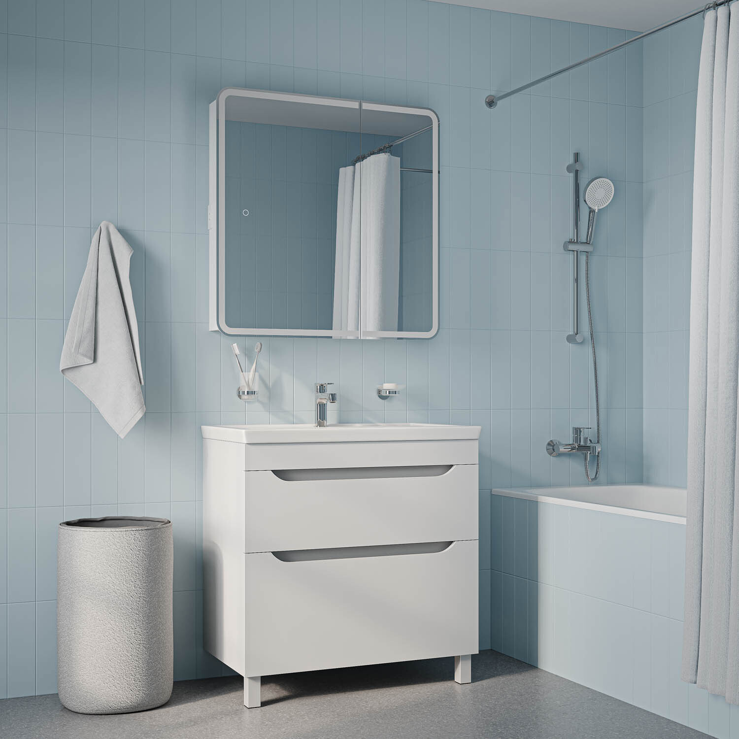 Изображение товара Тумба с раковиной Iddis Sky SKY80WFi95K напольная 80 см белая