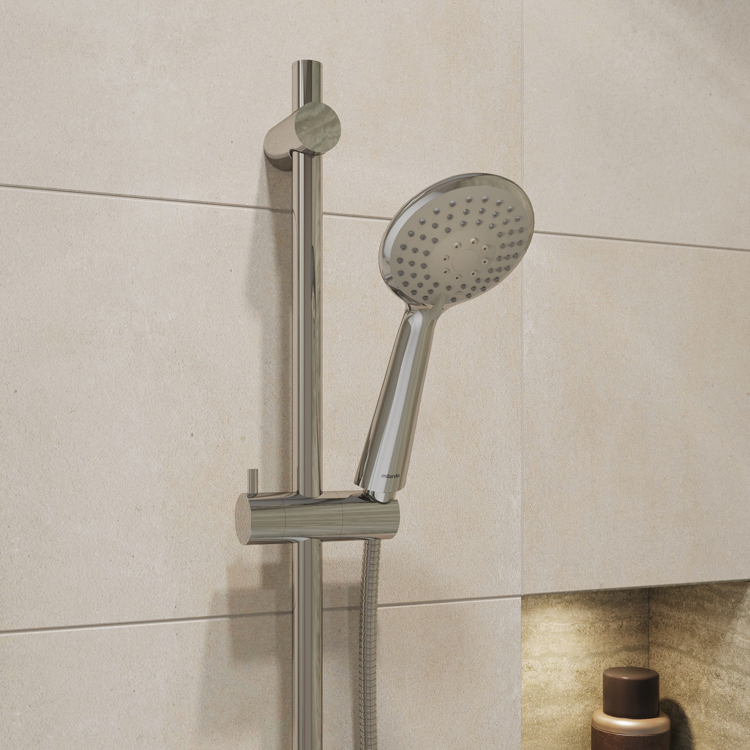 Изображение товара Лейка для душа Milardo Essential 3 режима хром 10 см Россия