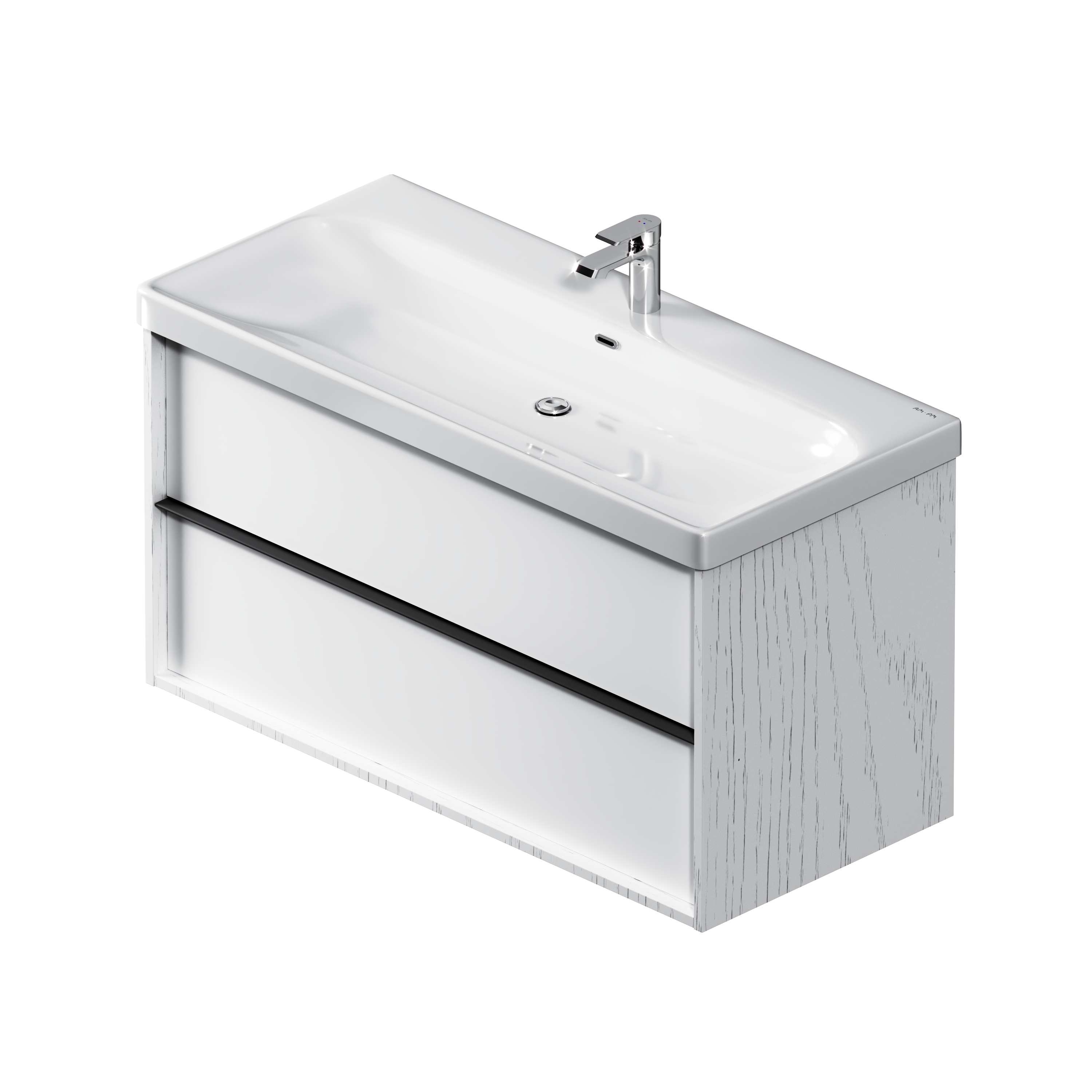 Изображение товара Тумба под раковину AM.PM Stern подвесная 105 см белая с древесными оттенками