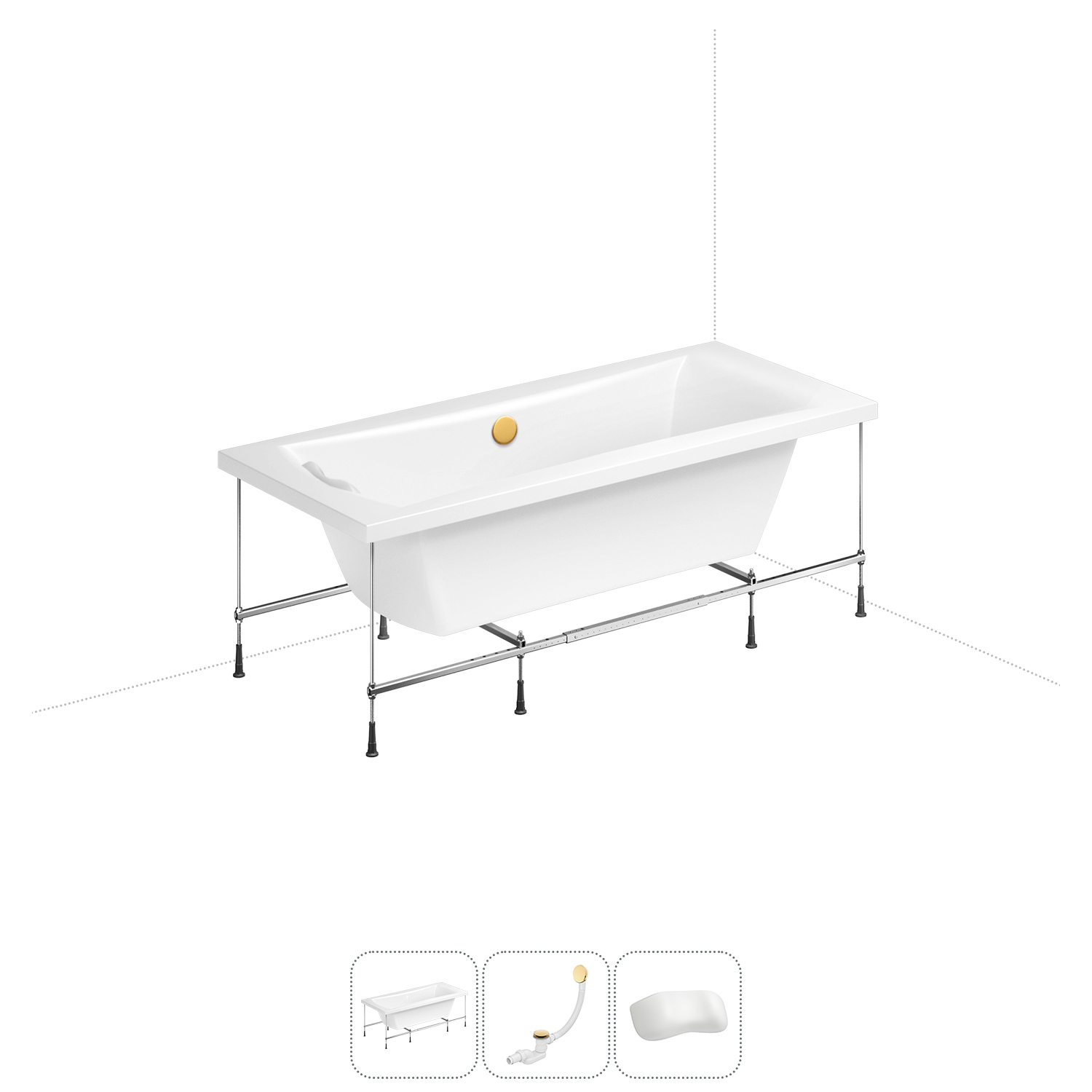 Изображение товара Ванна Lavinia Boho Rock 20220945R 150x75 см акриловая с каркасом, сливом-переливом и подголовниками