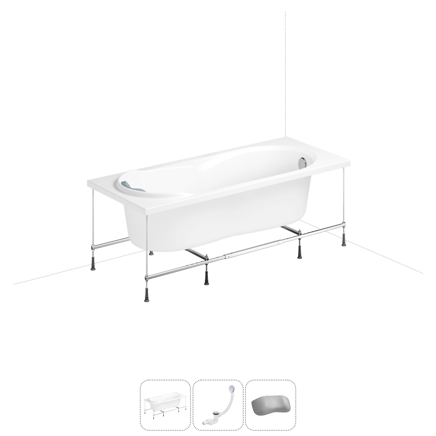 Изображение товара Ванна Lavinia Boho Bristol 20220974R 160x75 см акриловая с каркасом, сливом-переливом и подголовниками