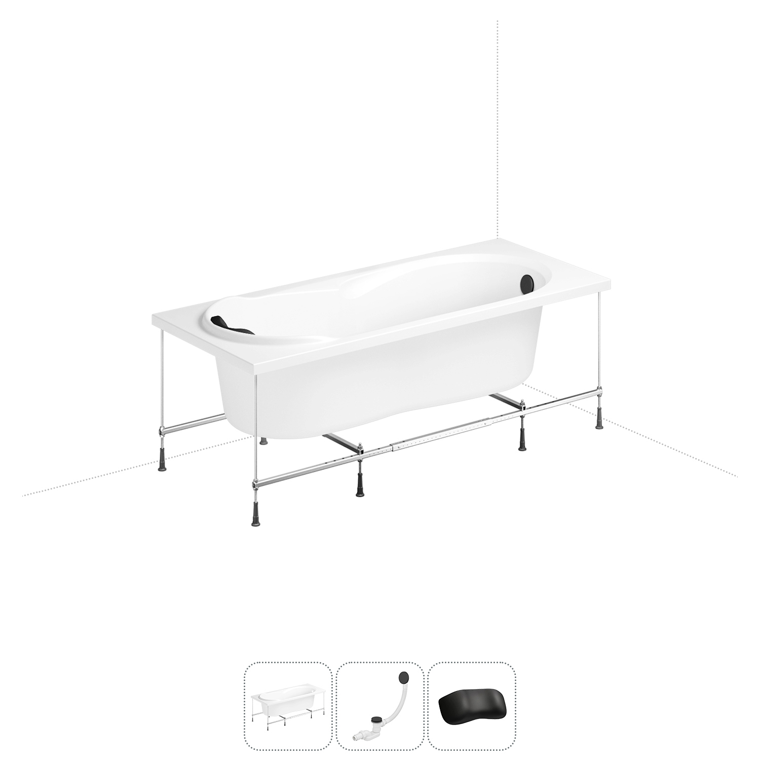 Изображение товара Ванна Lavinia Boho Bristol 20220976R 160x75 см акриловая с каркасом, сливом-переливом и подголовниками