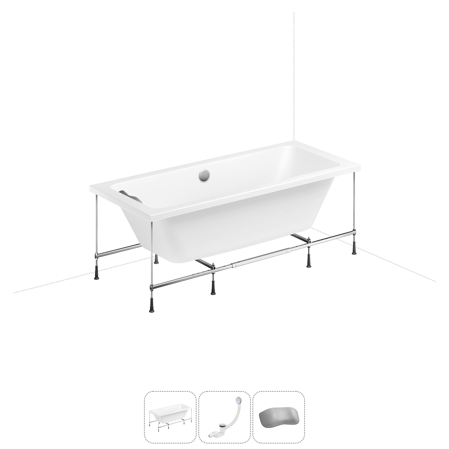 Изображение товара Ванна Lavinia Boho Rock 20220950R 160x75 см акриловая с каркасом, сливом-переливом и подголовниками