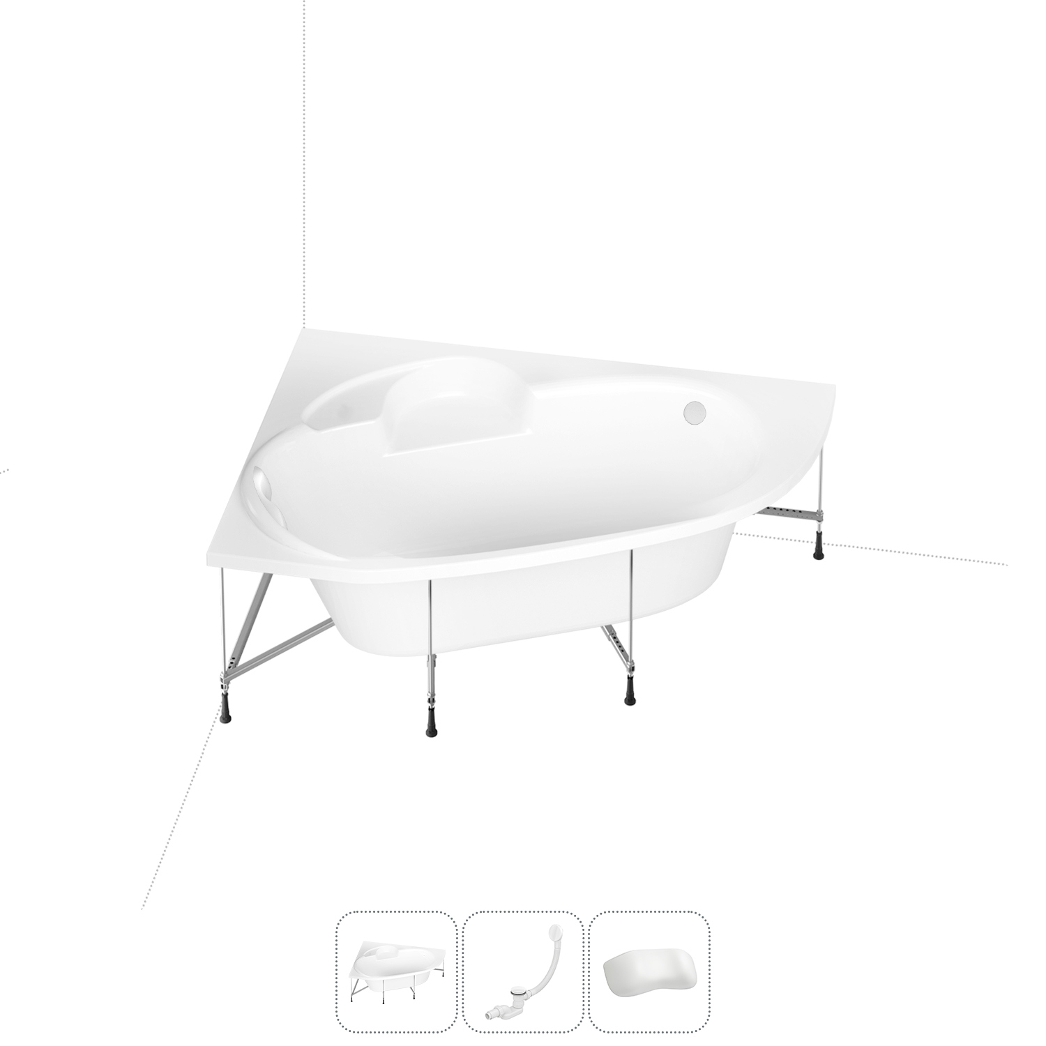 Изображение товара Ванна угловая Lavinia Boho Bell Pro 20221011R правая 160x105 см акриловая с каркасом, сливом-переливом и подголовниками Изображение товара Ванна угловая Lavinia Boho Bell Pro 20221011R правая 160x105 см акриловая с каркасом, сливом-переливом и подголовниками