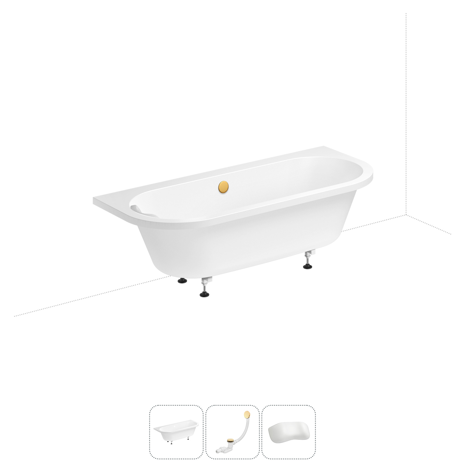 Изображение товара Ванна Lavinia Boho Catani 20220917R правая 170x80 см акриловая с каркасом, сливом-переливом и подголовниками