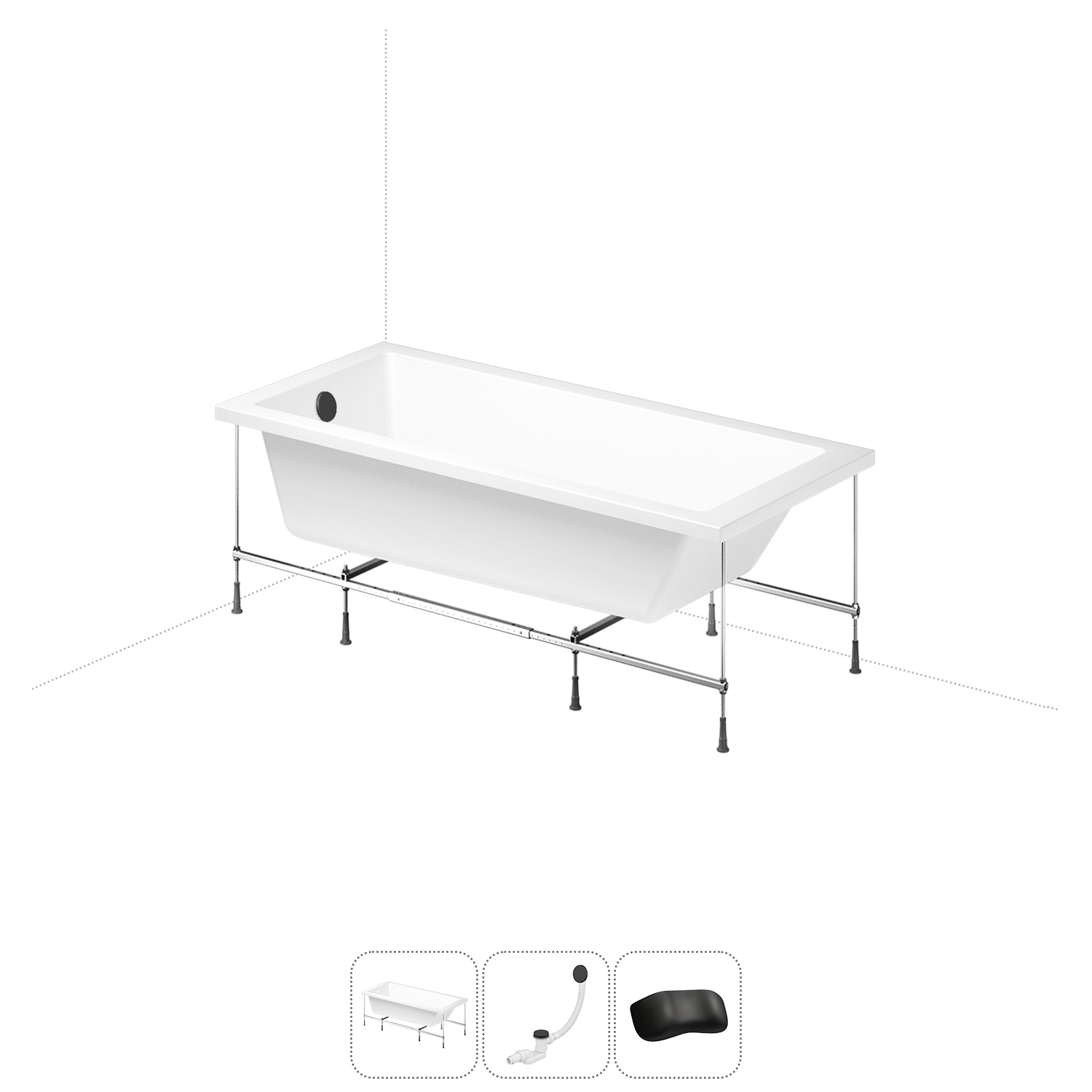 Изображение товара Ванна Lavinia Boho Catani 20220920R правая 170x80 см акриловая с каркасом, сливом-переливом и подголовниками