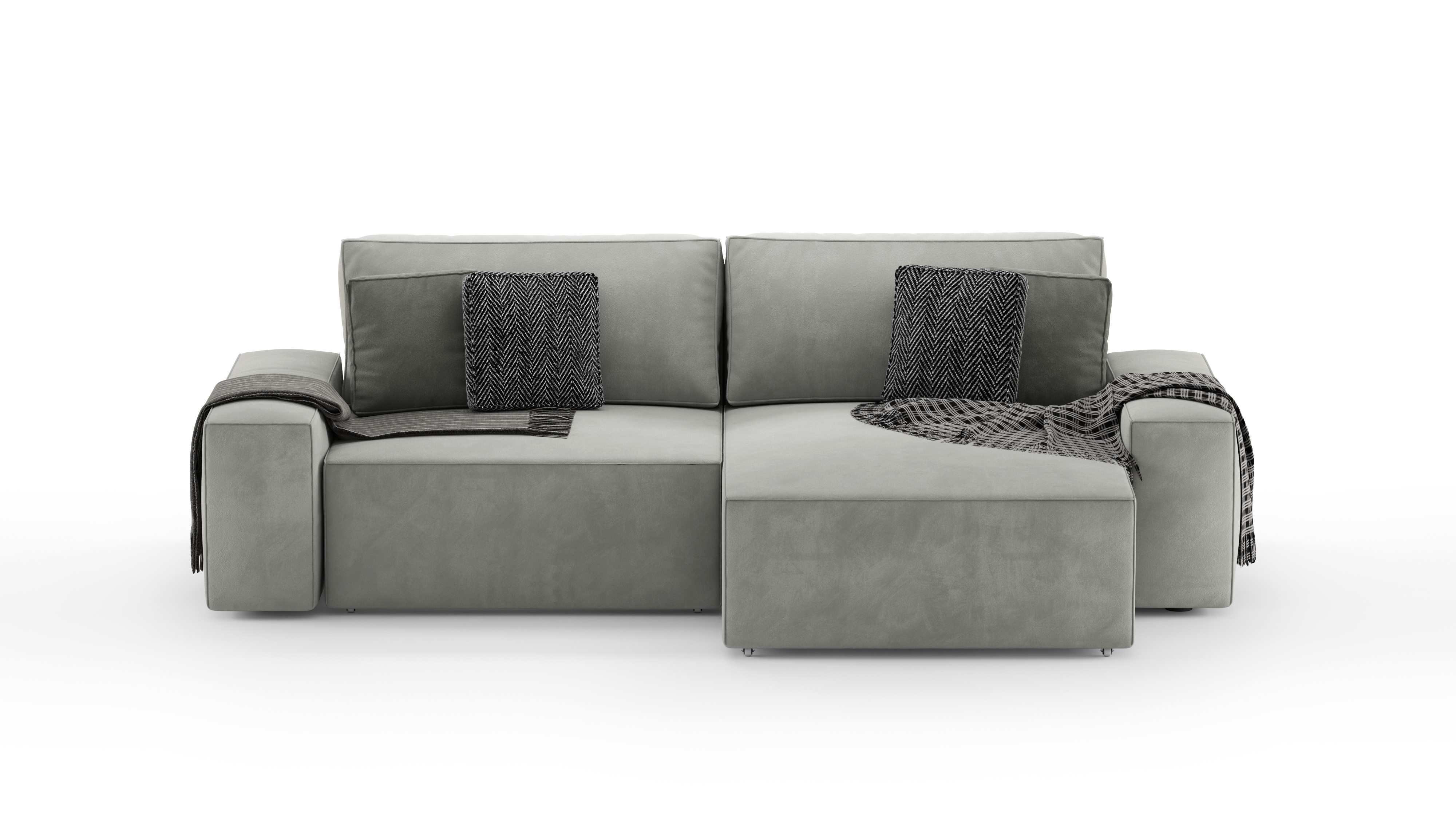 Изображение товара Диван раскладной Mebelroom Тедди светло-серый велюр 250x80x160 см