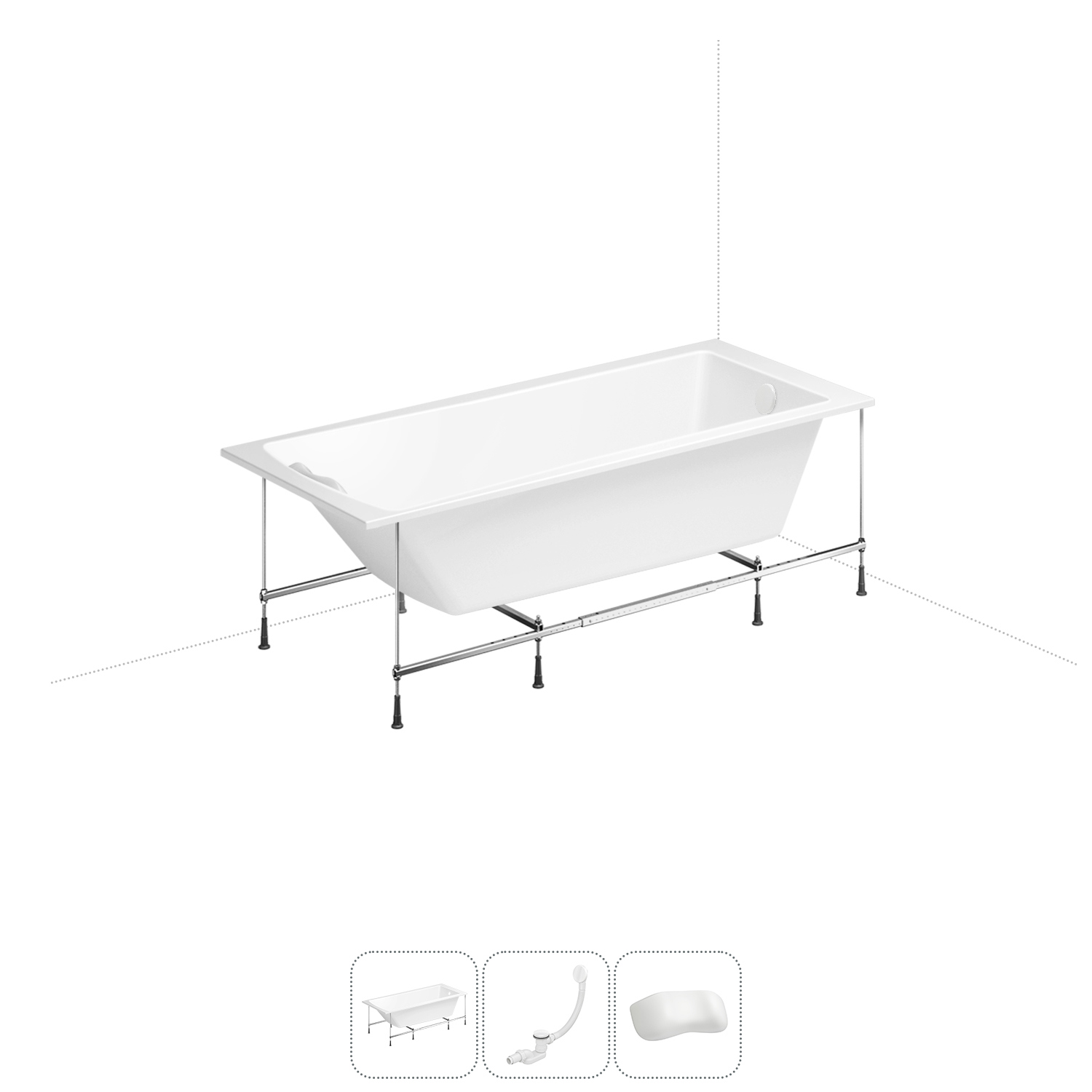 Изображение товара Ванна Lavinia Boho Element 20220879R 170x80 см акриловая с каркасом, сливом-переливом и подголовниками