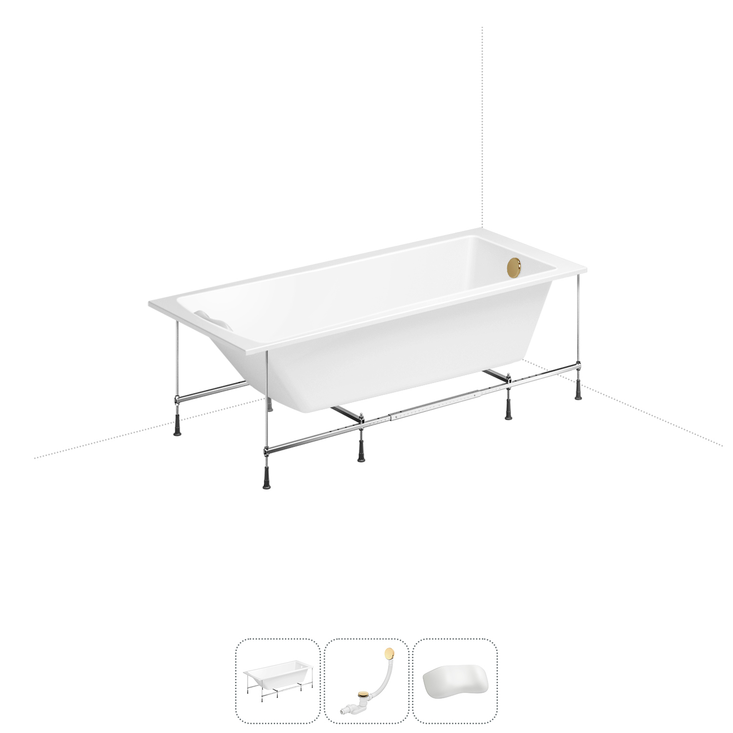 Изображение товара Ванна Lavinia Boho Biore 20220881R 150x70 см акриловая с каркасом, сливом-переливом и подголовниками