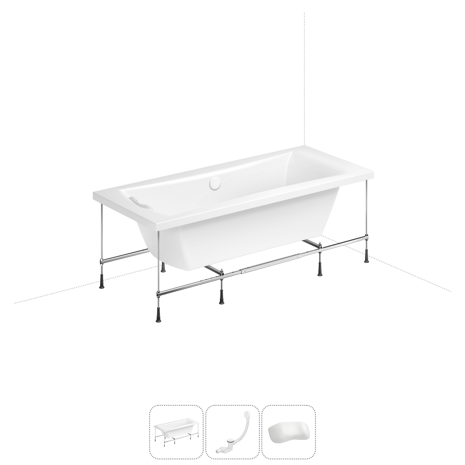 Изображение товара Ванна Lavinia Boho Pure 20220943R 180x80 см акриловая с каркасом, сливом-переливом и подголовниками