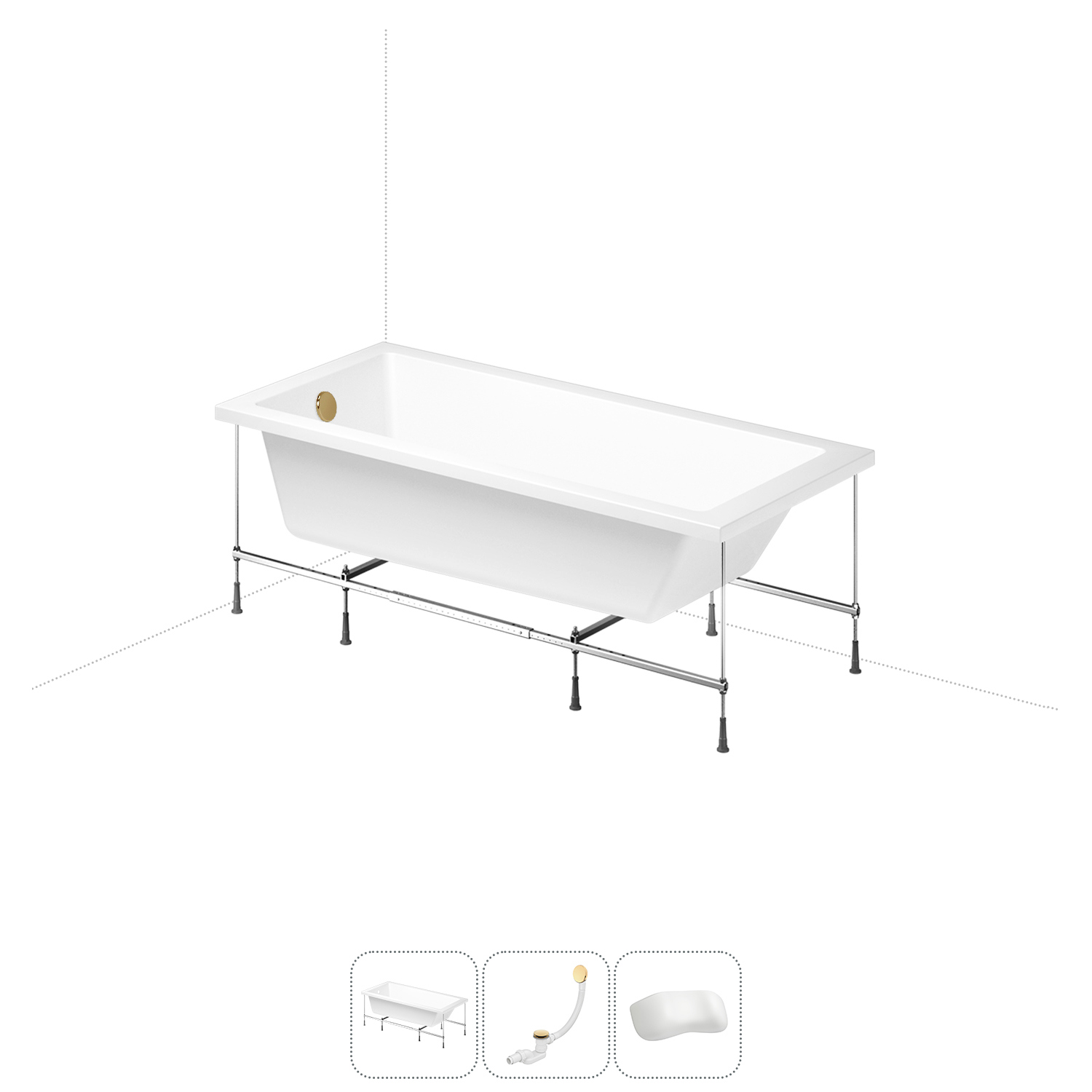Изображение товара Ванна Lavinia Boho Evan 20220929R 190x90 см акриловая с каркасом, сливом-переливом и подголовниками
