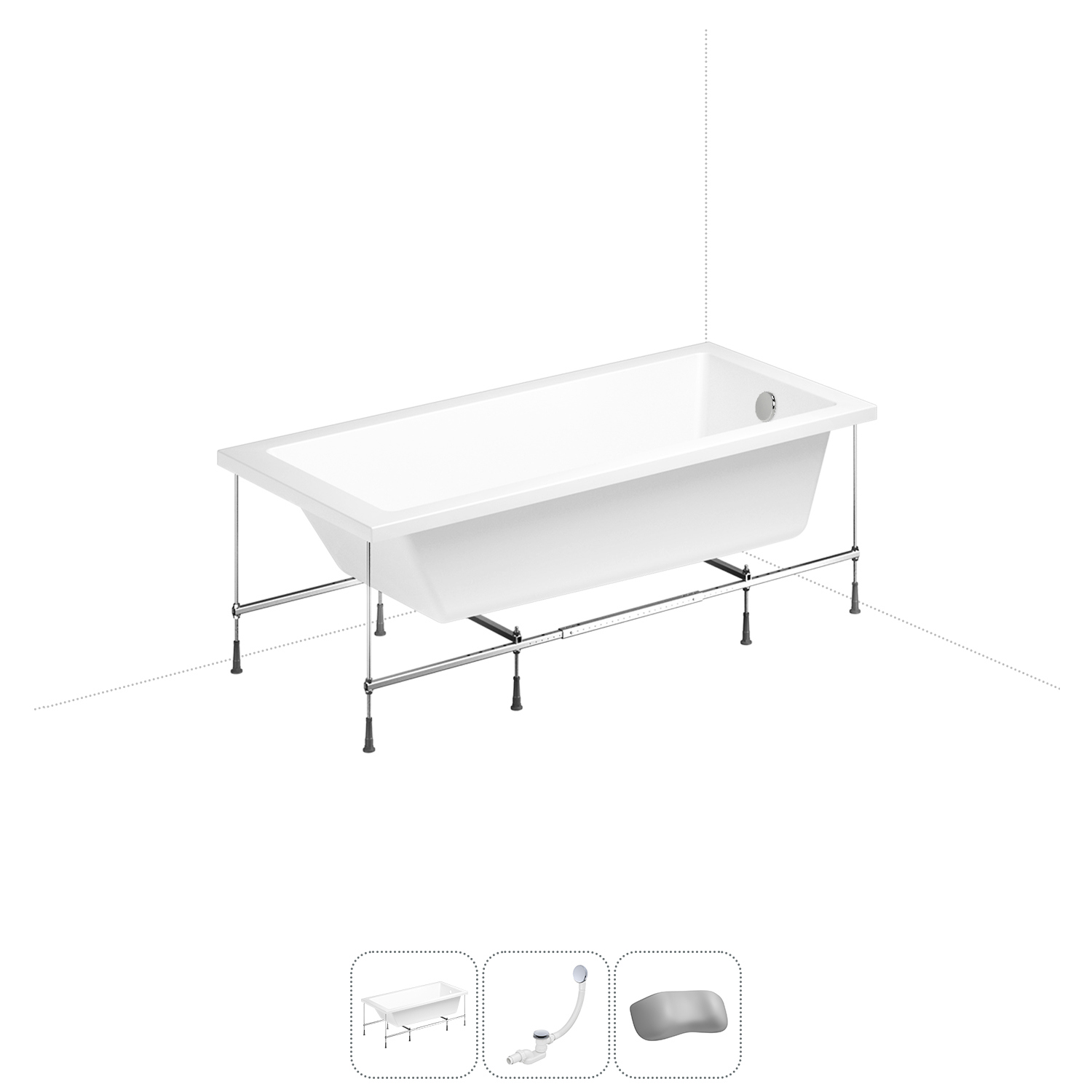 Изображение товара Ванна Lavinia Boho Evan 20220930R 190x90 см акриловая с каркасом, сливом-переливом и подголовниками