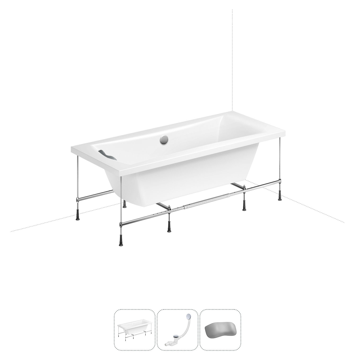 Изображение товара Ванна Lavinia Boho Evan 20220934R 200x90 см акриловая с каркасом, сливом-переливом и подголовниками