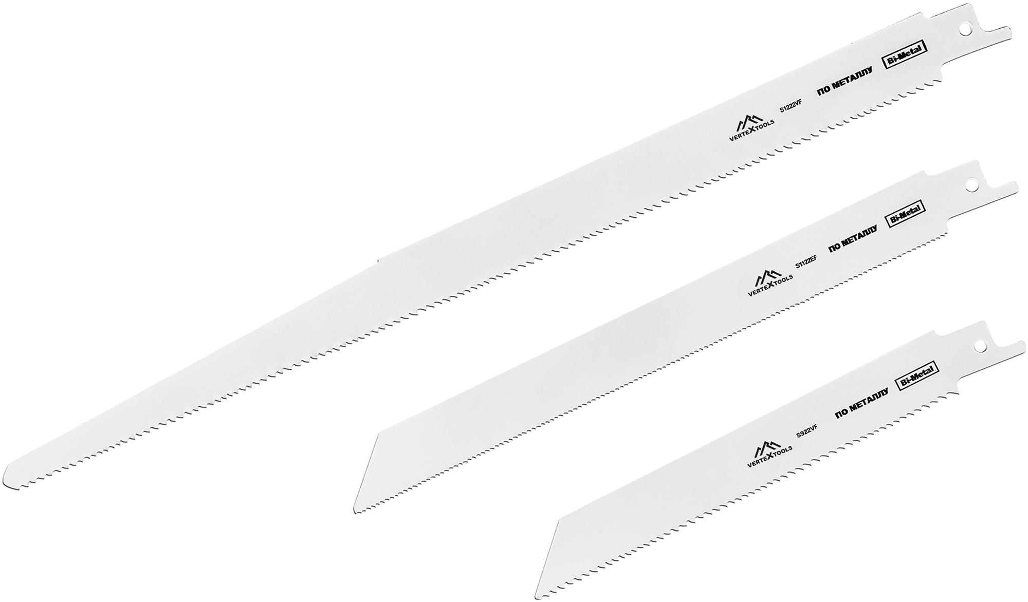 Изображение товара Набор полотен для сабельной пилы по дереву и металлу Vertextools НП-150-200-300, 3 шт.