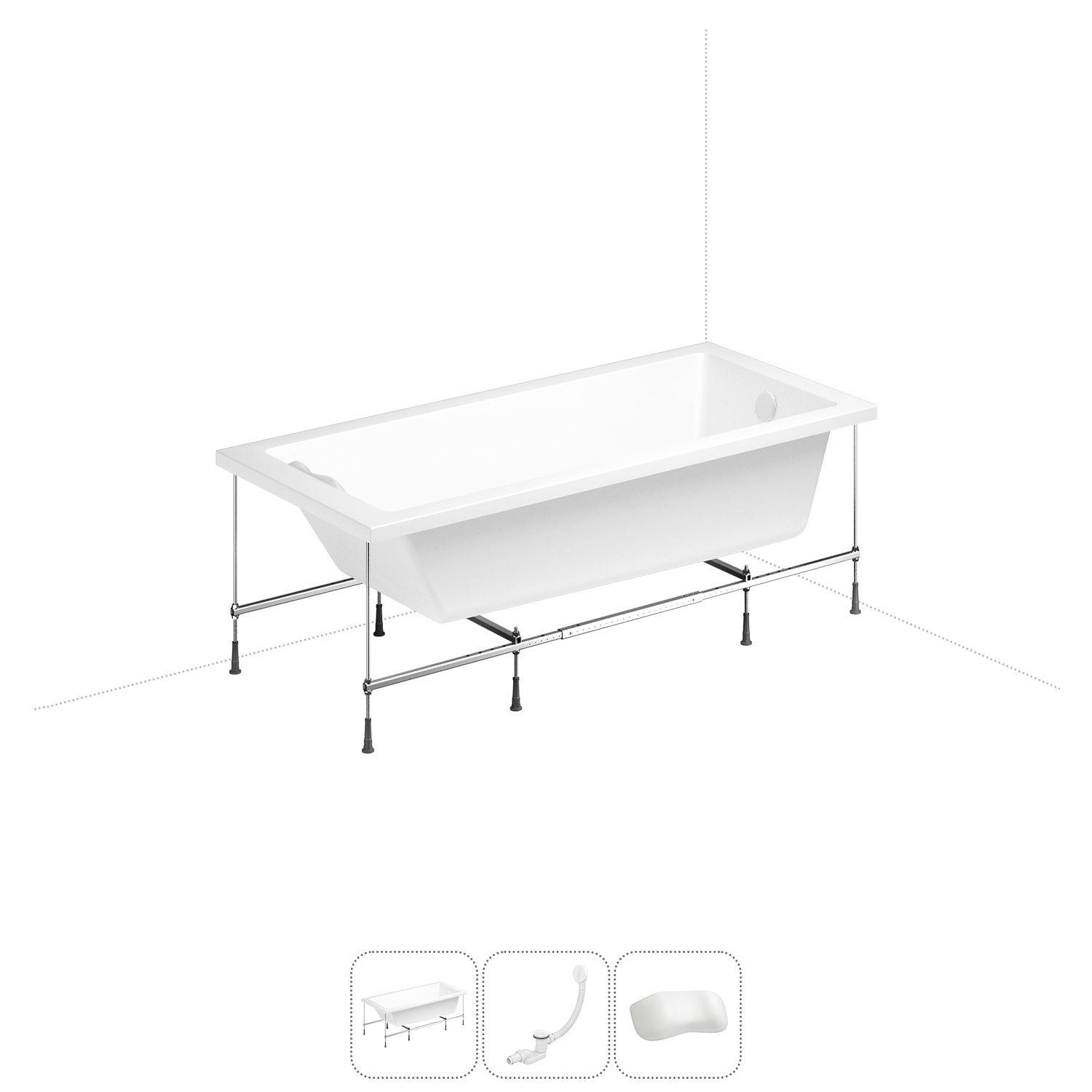 Изображение товара Ванна Lavinia Boho Biore 20220891R 170x70 см акриловая с каркасом, сливом-переливом и подголовниками