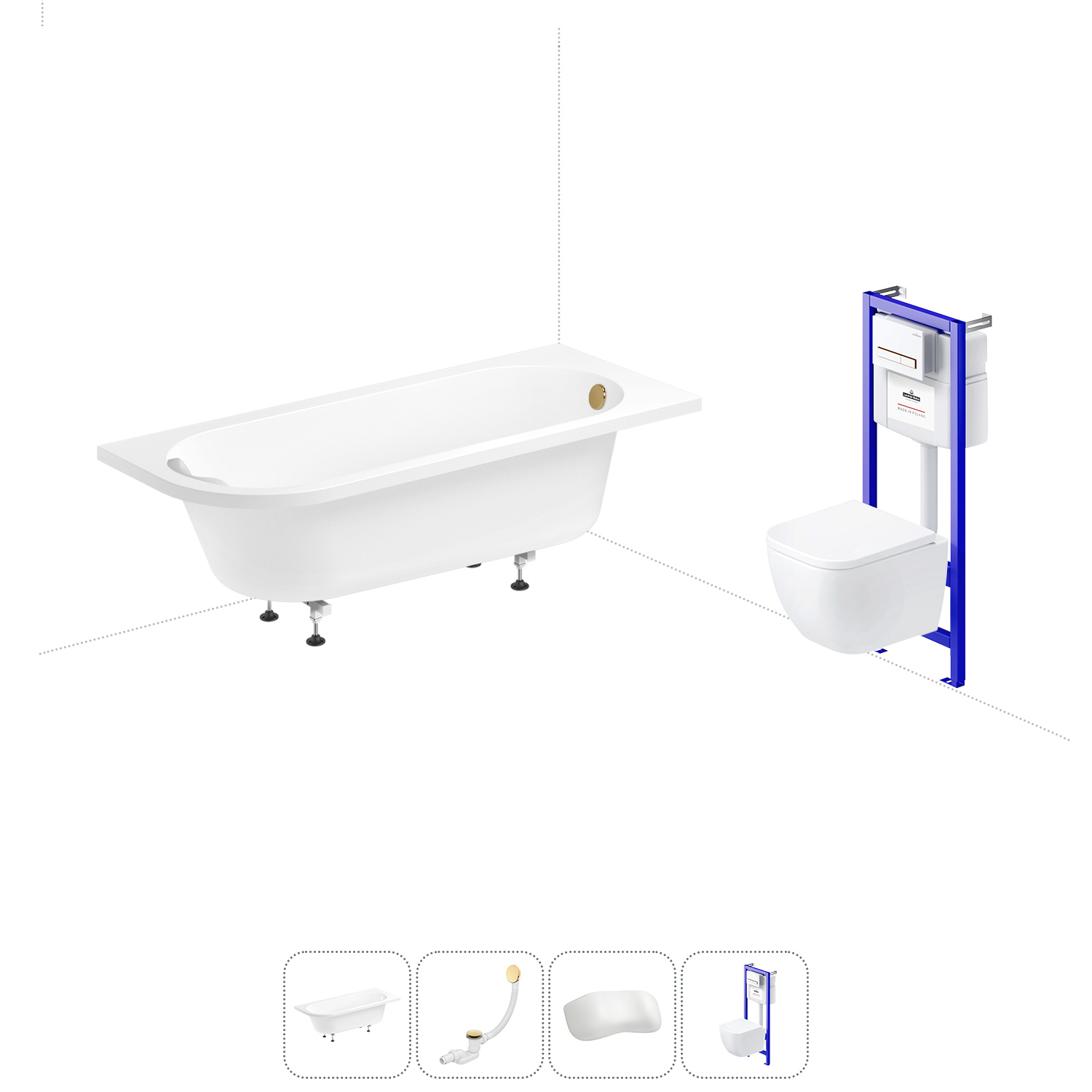 Изображение товара Ванна Lavinia Boho Catani 20221097R левая 170x80 см акриловая с подвесным унитазом и инсталляцией