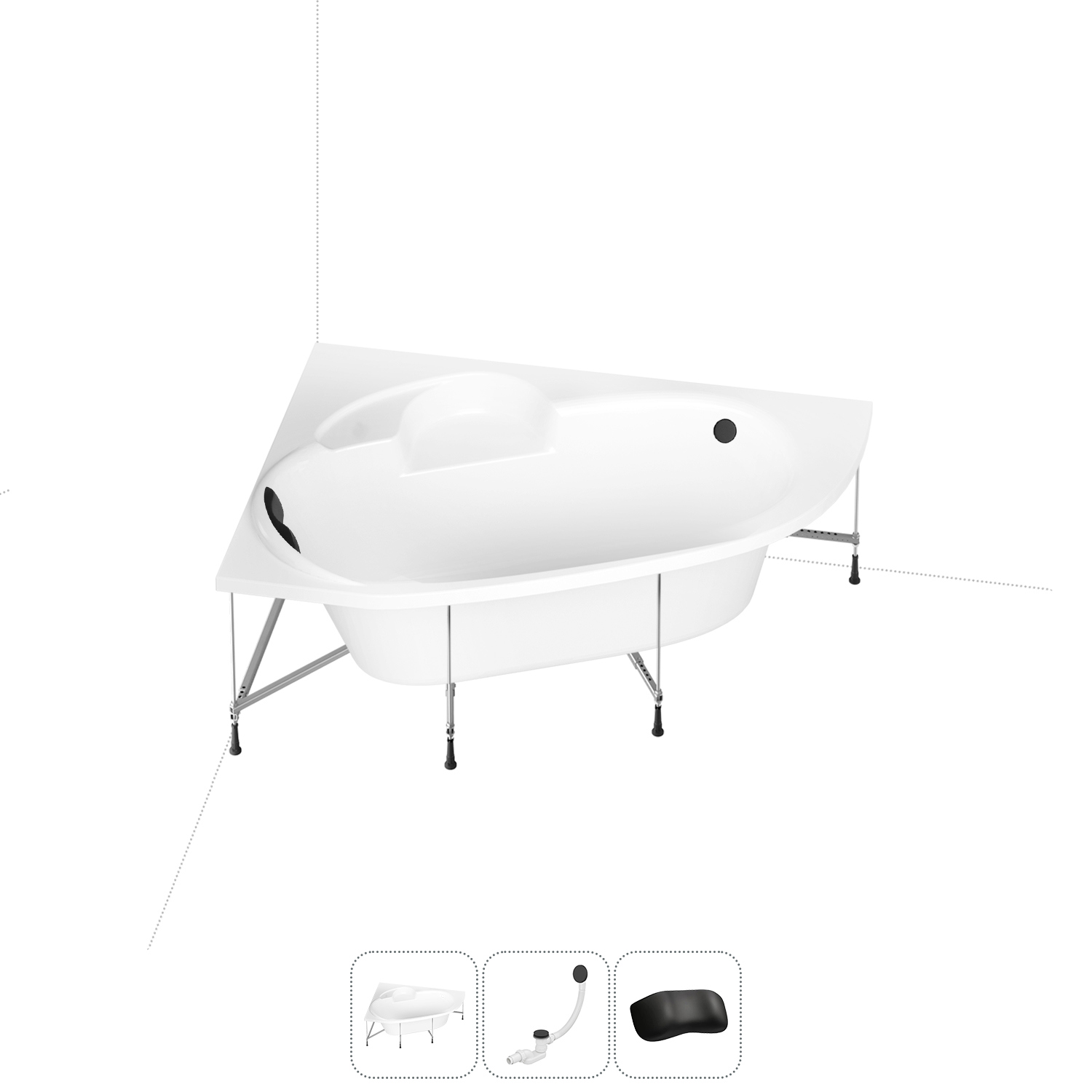 Изображение товара Ванна угловая Lavinia Boho Aveo 20221028R 150x150 см акриловая с каркасом, сливом-переливом и подголовниками