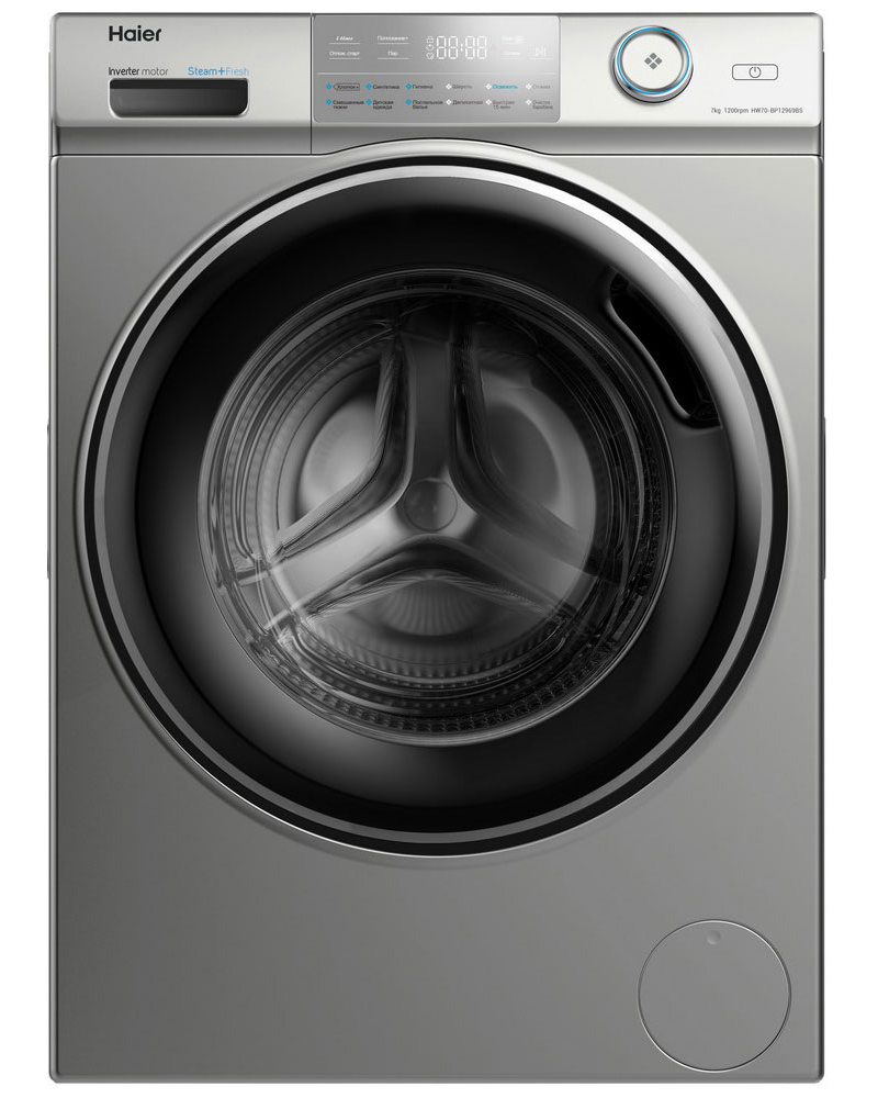 Изображение товара Стиральная машина Haier HW70-BP12969BS 7 кг, паровая, тихая, Россия