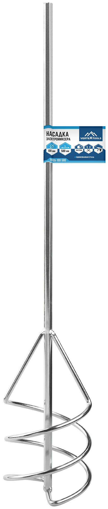 Изображение товара Насадка-миксер для гипса Vertextools 0026-100-500 100x500 мм