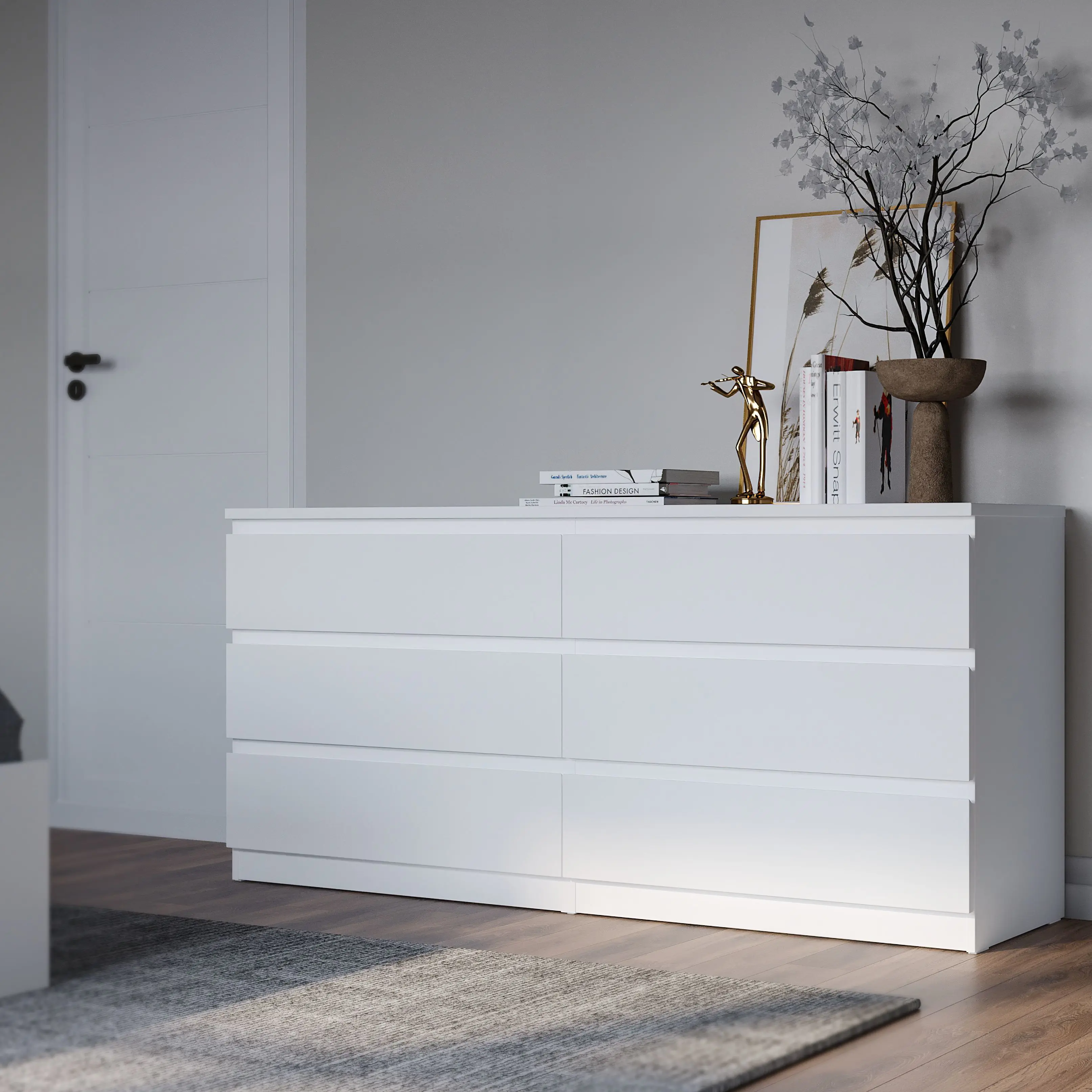Комод Праксис 6 ящиков 129.7x71.4x39.6 см ЛДСП цвет белый