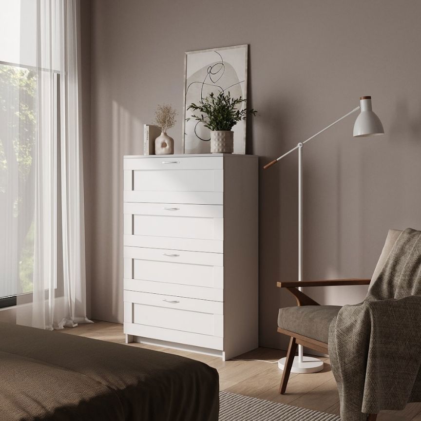Изображение товара Комод СИРИУС 4 ящика белый матовый классика скандинавский стиль