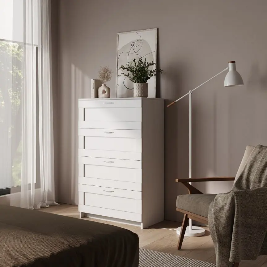 Комод Шведский стандарт Сириус 4 ящика 78.2x123.4x41.2 см ЛДСП цвет белый
