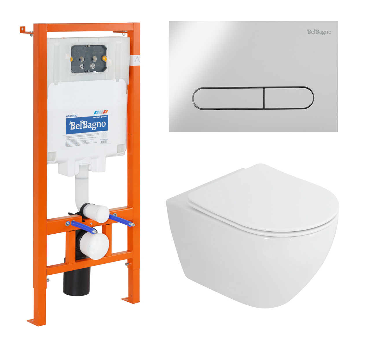 Изображение товара Комплект инсталляция с унитазом CEZARES Belbagno stylus CZR 6601-TH-TOR с клавишей смыва цвет белый