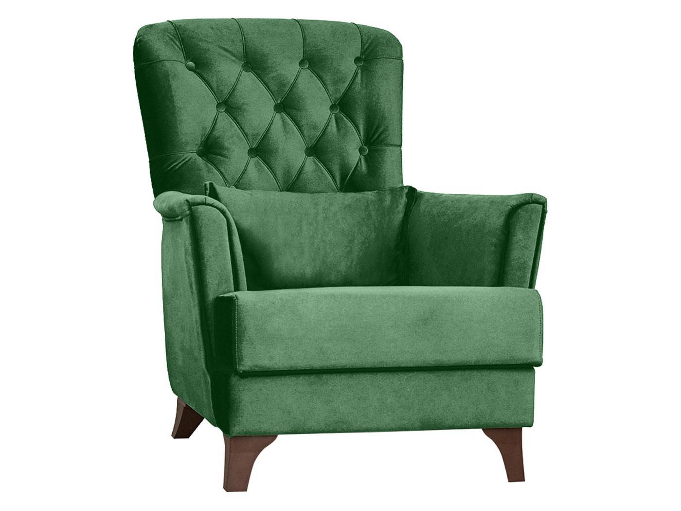 Изображение товара Стильное кресло Ирис из велюра в зеленом цвете 83x92x83 см Нижегородмебель