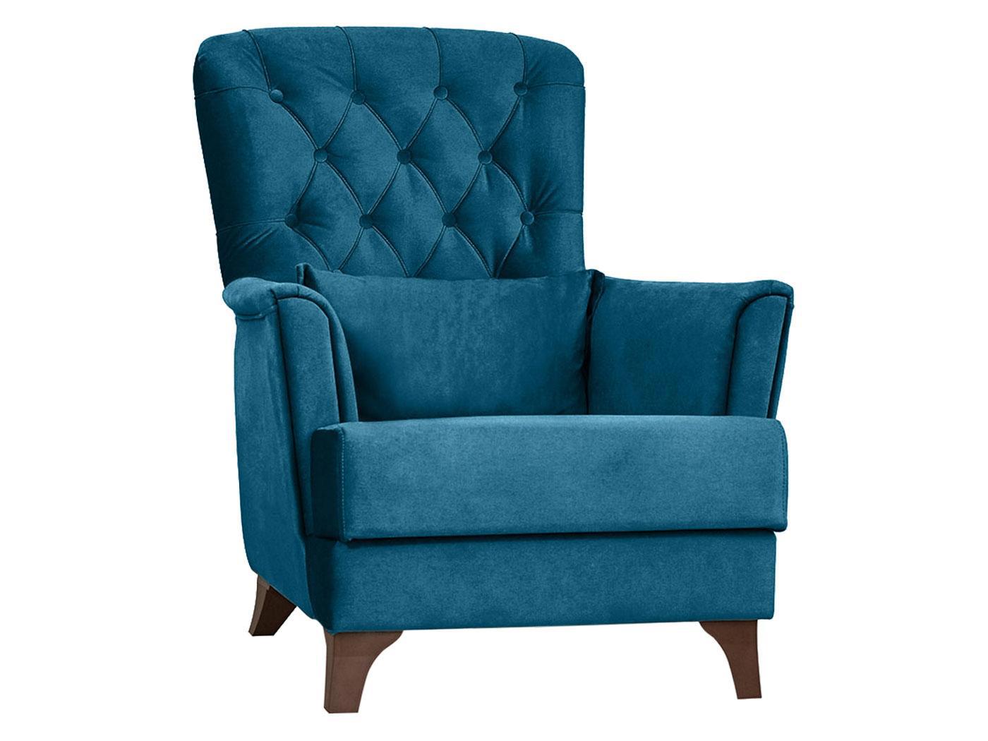 Изображение товара Кресло Ирис из велюра с каретной стяжкой и ножками из массива дерева