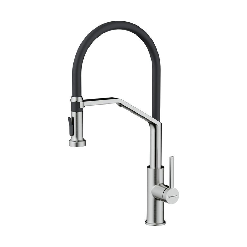 Изображение товара Смеситель для кухни однорычажный Omoikiri Makkari излив 22 см цвет черный/стальной