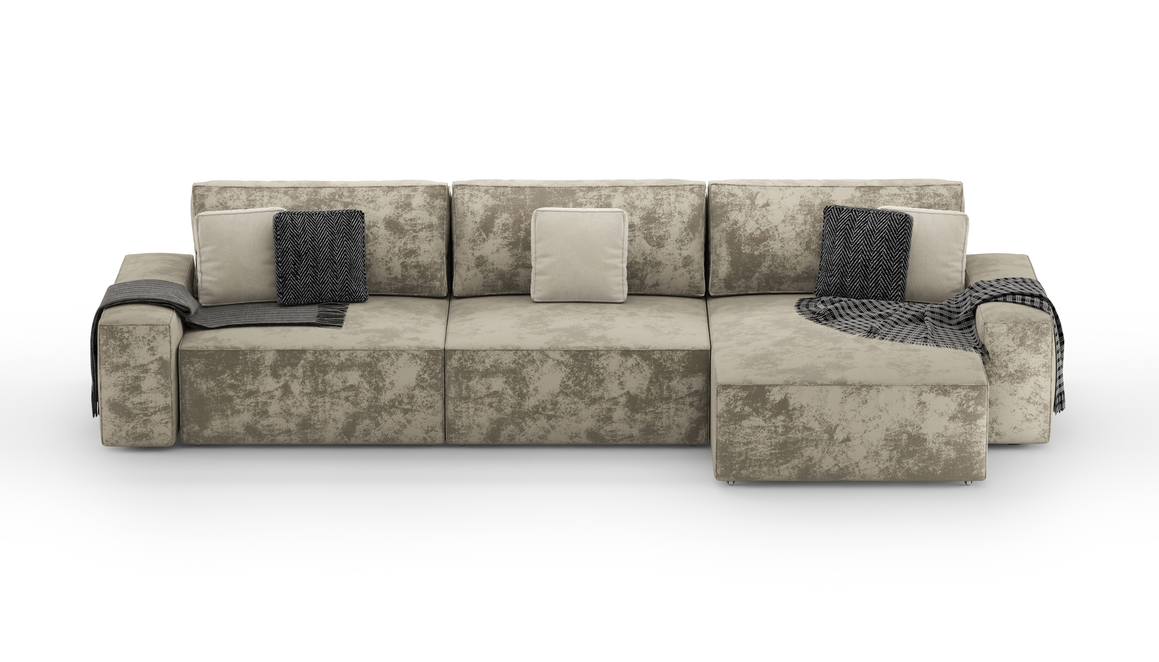 Изображение товара Диван раскладной Mebelroom Краш 350x80x160 см велюр цвет бежевый