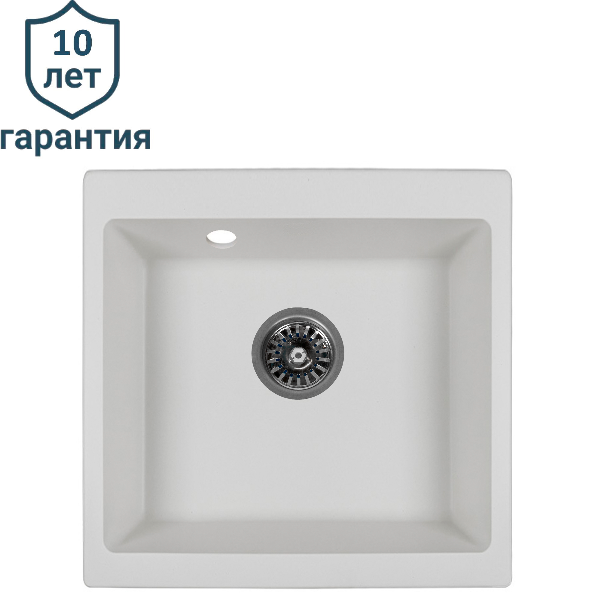 Мойка для кухни врезная Delinia 51x51 см глубина чаши 20 см кварц цвет белый жасмин - 1