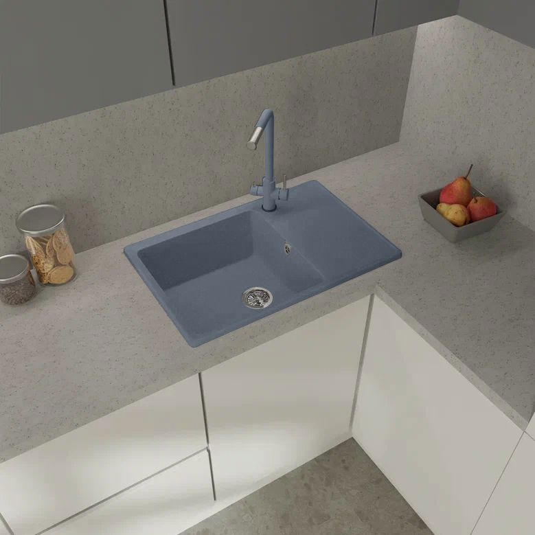 Изображение товара Мойка для кухни врезная Delinia 76x50 см кварцевый песок серебристая