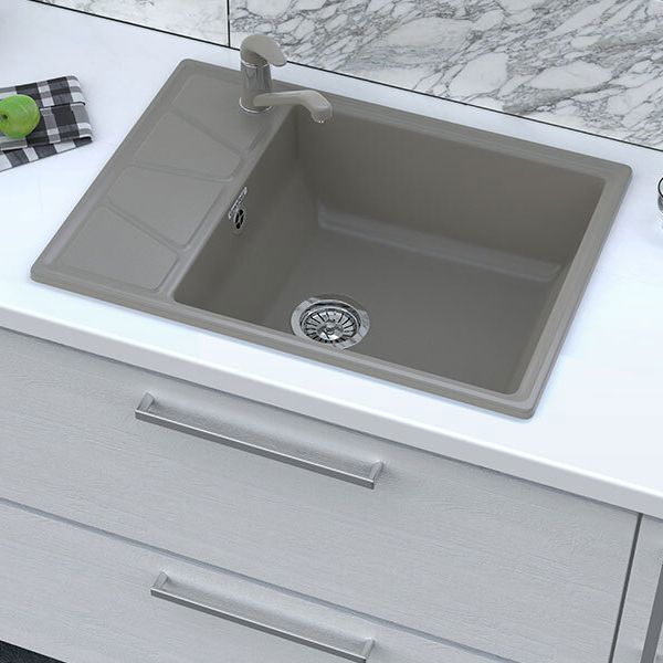 Изображение товара Мойка кухонная врезная из мрамора 68x50 см серого цвета Granfest Vertex GF-V-680L