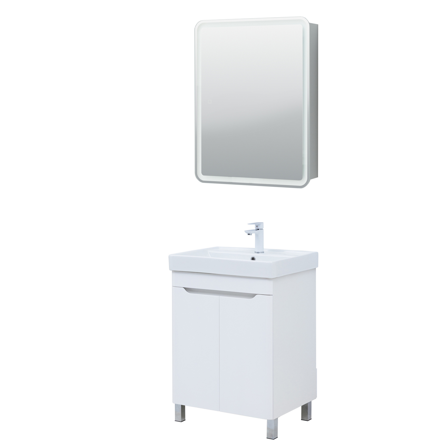 Изображение товара Тумба под раковину Logan Twin 58.2см белый сатин влагостойкая МДФ и ЛДСП Россия