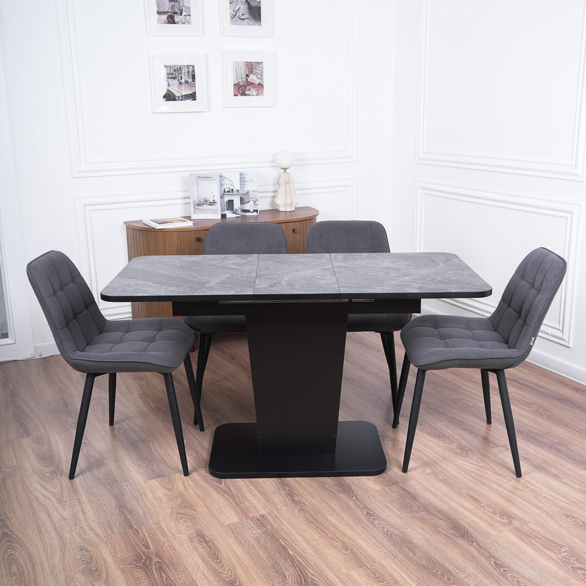 Изображение товара Кухонный раздвижной стол Frenesie 108-138x68 см Черный Матовый Серия ГРАНТ