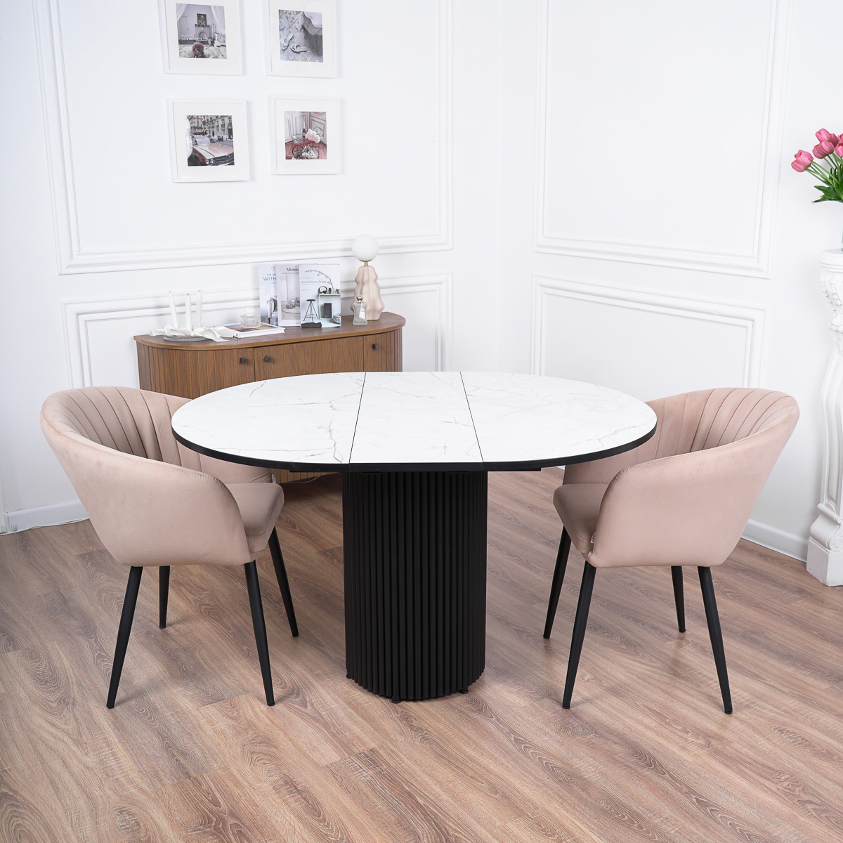 Изображение товара Кухонный круглый раздвижной стол Frenesie Веста диаметр 100-130 см азул