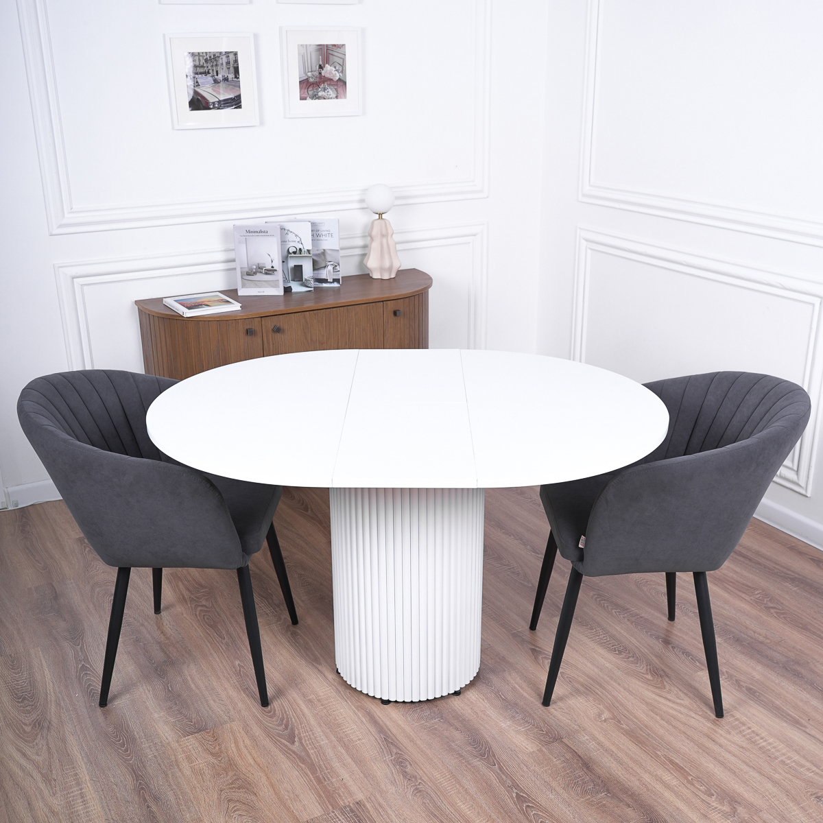 Изображение товара Круглый раздвижной кухонный стол Веста 100x100 см белый пластик Россия