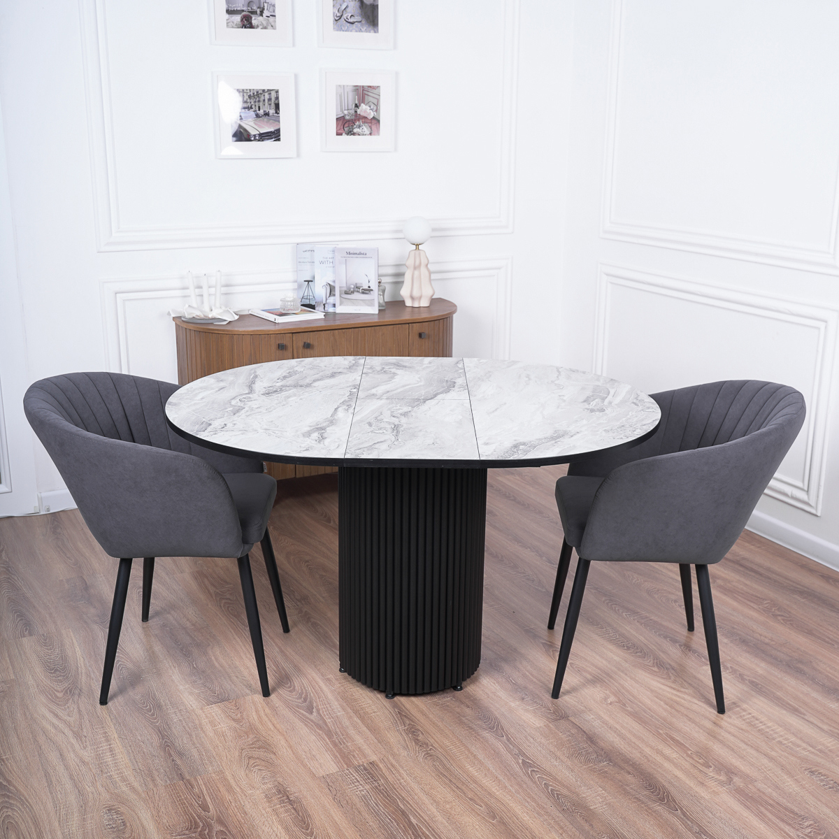 Изображение товара Круглый раздвижной кухонный стол Веста 100-130 см из пластика Россия