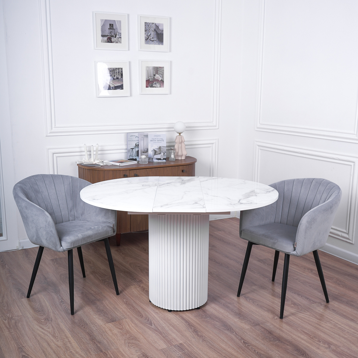 Изображение товара Круглый раздвижной кухонный стол Frenesie Веста 100x100 см мрамор парфенон