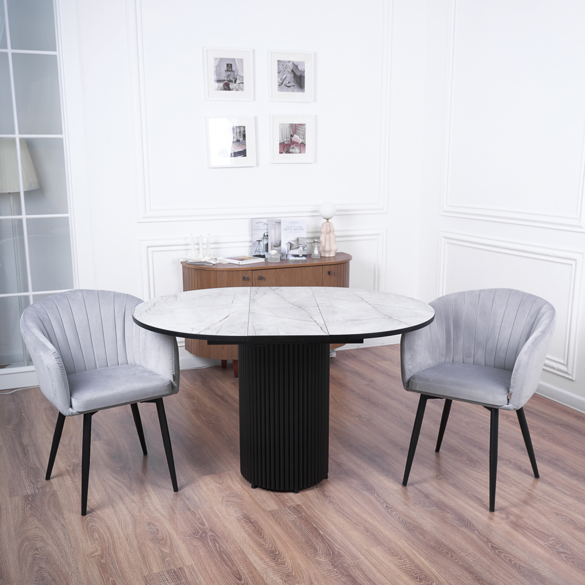 Изображение товара Круглый раздвижной кухонный стол Frenesie Веста 100x100 см серый